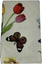 Fleurig lente zomer Tafelkleed - Geel / Multicolor - 200 x 140 cm - Vinyl - Rechthoekig - Tulp - Vlinder - Makkelijk afneembaar