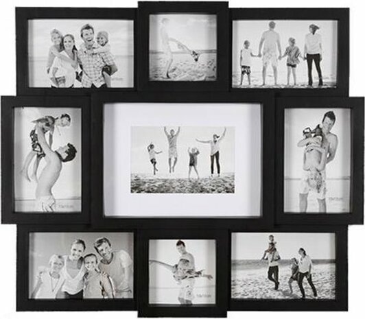 Fotolijst voor 9 foto‘s GERARD - Zwart - 48 x 42 cm - Fotocollage - Fotogalerie - Collage