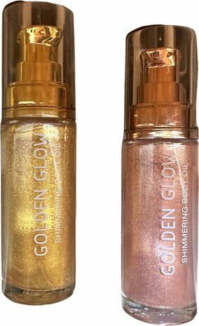 Golden glow vegan - body Shimmer Oil - dandy gold & rose gold- huidolie- shimmering-30ml 1