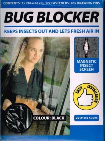 Magnetisch vliegengordijn voor deurkozijnen - Zwart - Kunststof / Magneet - 2 x 210 x 50 cm - Anti-insecten - Vliegengordijn