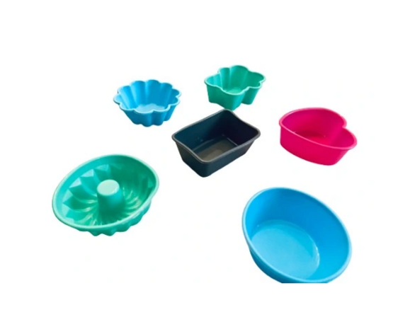 Mini bakvormpjes rechthoek - Set van 6 - Multicolor - Silliconen - 7,5 x 6,5 x 3 cm - Assorti - Baking Cups - 100 % silicone - 