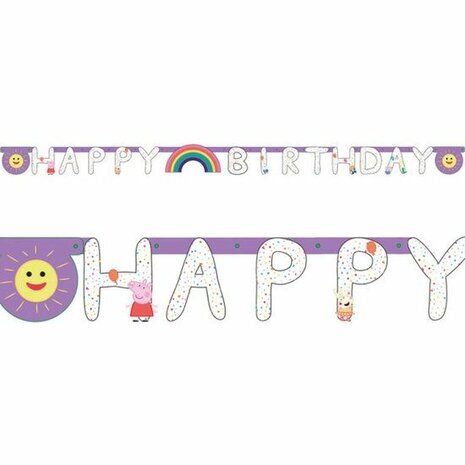 Peppa Pig Feestslinger &#039;HAPPY BIRTHDAY&#039; - 2.2 m - Paars / Multicolor - Verjaardag - Feest - Party