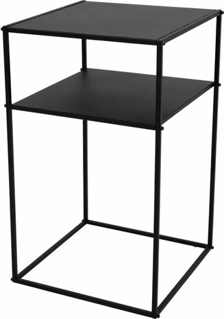 Industri&euml;le metalen bijzettafel ROYCE - Zwart  Metal Side Table - 2 laags - afmetingen invullen - moderne zwarte tafel -
