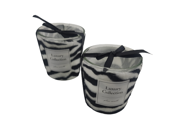 Luxe kaars in glas - LUXURY COLLECTION &#039; ZEBRA &#039; - set van 2 - Glass candle&#039;- AFMETING INVULLEN - kaarshou