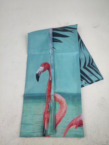 Douchegordijn Flamingo met verzwaard koord - Tropisch print - Groen blauw / Multicolor - 180 x 200 cm - inclu 12 ringen 2