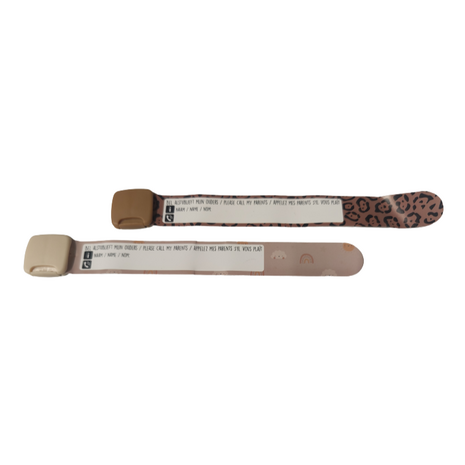 SOS Polsbandje - 19.5 x 2.5 cm - Armband - Taupe Panter &amp; Beige - 2 stuks - Veiligheid - Bracelet - Vakantie - kindveiligheid - child safety