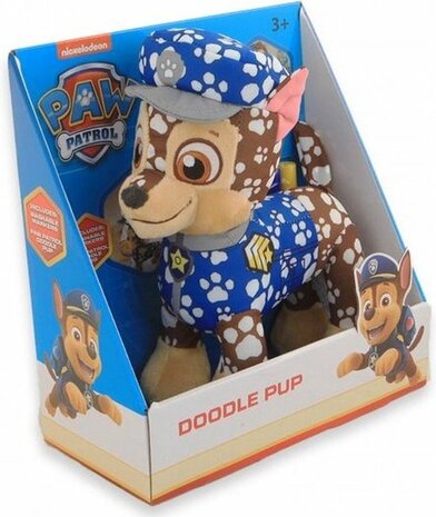 Paw Patrol Doodle Pup knuffel - Blauw / Multicolor - 20 x 27 cm - Knuffel - Knutselen - DIY - Cadeau