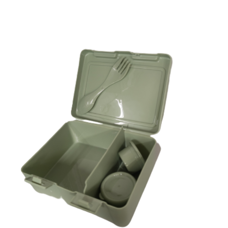 Bento Box All-in-1 1,2L Lunchtrommel met Bestek &amp; 2 Sauscontainers