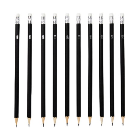 HB potloden met gum - Zwart / Wit