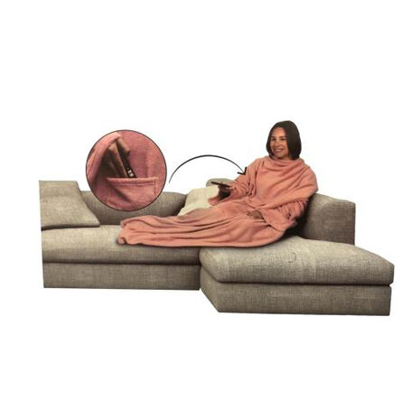 The CozyComfort TV Blanket - Roze - TV Relax Deken met zak