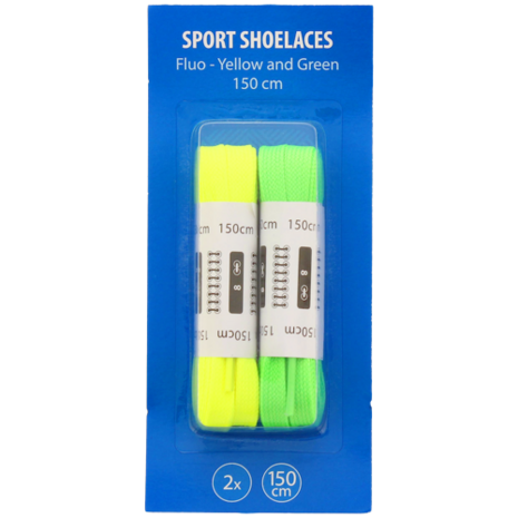 Schoenveters - 120 CM - 2 paar - geel / groen - sport shoelaces - Veter - Schoenveter - fluor yellow / green - sportveters
