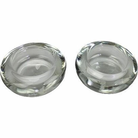 Theelichthouder CORNELIA - Set van 2 - Transparant / Zilver - Glas / Kunststof - &Oslash; 6.5 x h 5.5 cm - Waxinelichthoude
