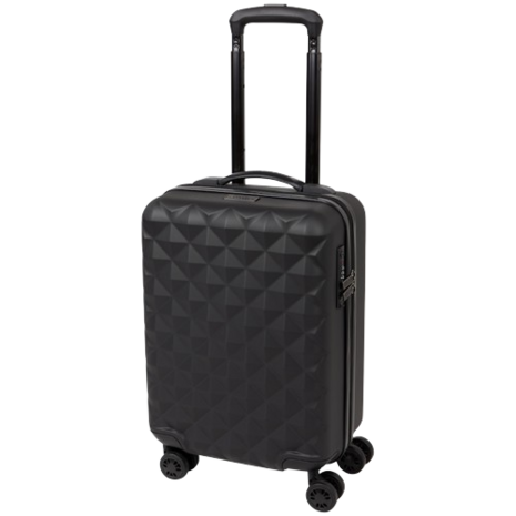 Spilbergen Cabin proof koffer met 3D Diamond patroon - Zwart - 29 liter | 20 x 34 x 51 cm  - Trolley - Handbagage - Carry On Ko