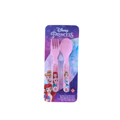 Disney Princess  - 2-delig bestek - Roze - Kunstof - 14 cm - Lepel en Vork - Kinderbestek 1
