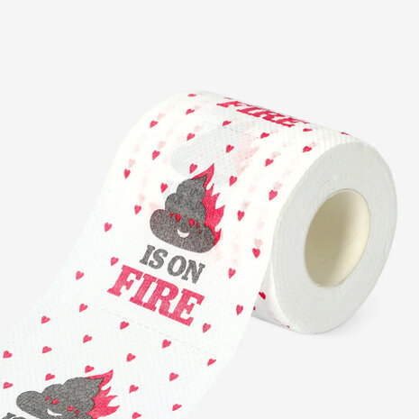 WC Rol &#039; Shit is on fire &#039; - Wit / Rood - Cadeau tip - Valentijns Cadeau - Funny - Fopartikel - Poop emoji