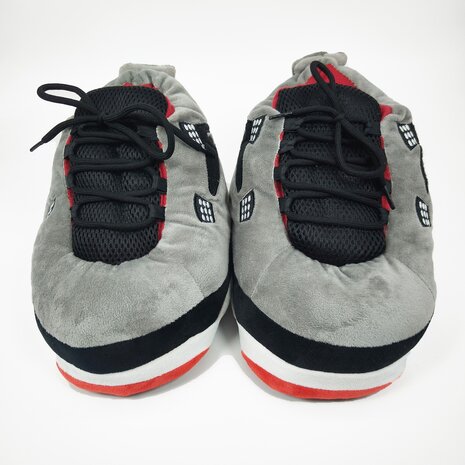 GOATS Sneaker Pantoffels - Grijs / Rood / Zwart  - Maat 36 tot 46 - Pantoffels - Sneaker Sloffen - Musthave Rage - Warme fluffy