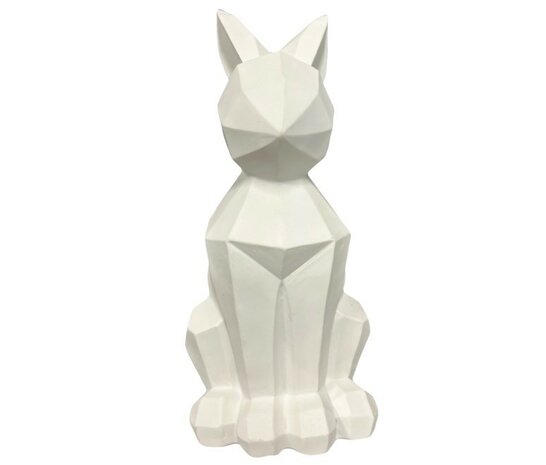 Trendy 3 D Haas Wit - Art Sculptuur - Standbeeld - 22 x10 cm - Geometrische vorm Rabbit -  konijnenbeeldhouwwerk