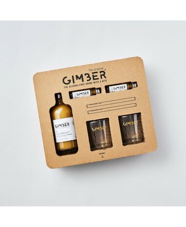 GIMBER l GIMBER Gift pack: GIMBER N&deg;1 Original - 1 x 500 ml + 2 x 20 ml + 2 rietjes + 2 GIMBER glazen - Set - Geschenkse