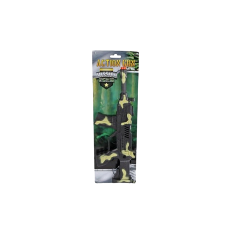 ARMY speelgoed wapen met ratel – Zwart / Geel / Groen – 37,5 cm – Mission control – Pistool &#x2013