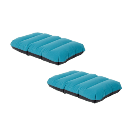Opblaasbare hoofdkussens set van 2 - Blauw / Zwart - 43 X 28 X 9 cm – Camping kussen -  Reis kussen – Travel pill