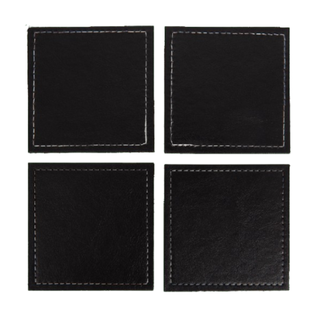 Onderzetters  LEVAN - Vierkant - Zwart / Wit - Imitatie leer - 10 x 10 cm - Set van 4 3