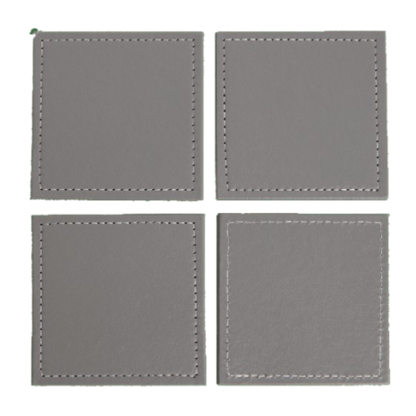 Onderzetters  LEVAN - Vierkant - Grijs / Wit - Imitatie leer - 10 x 10 cm - Set van 4 2