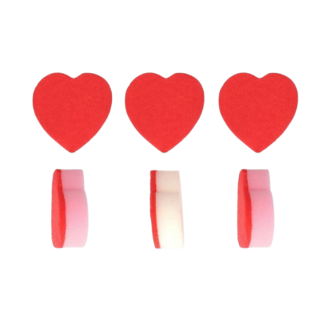 Hartvorm schuursponzen - Hart - Rood / Wit / Roze - Spons - 9 x 8 x 3 cm - Set van 3 - Valentijnsdag - Liefde - Cadeau - Vrouw