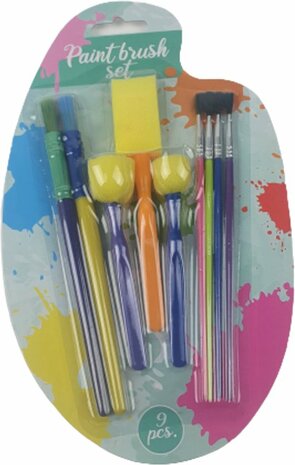 Kwasten set voor kinderen - Multicolor - Kunststof - 12 stuks - Verven - Verf - Kwast - Schilderen - Knutselen 