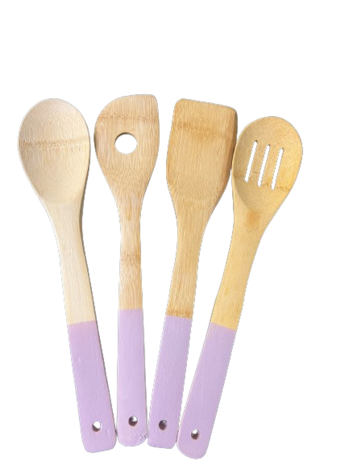 Keukengerei set BRODIE - Lichtbruin / Roze - Hout - l 30 cm - 4 stuks - Koken - Keuken - Pollepel / Spatel / Saladelepel / Opsc