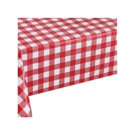 Tafelkleed ANTHONY - Rood/Wit - Vinyl - 180 x 130cm - Geruit Patroon - Zomer