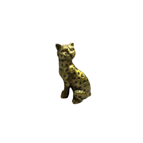 Luipaard Dierenbeeld - Goud - Keramiek - 12 cm - Panter - Figuur