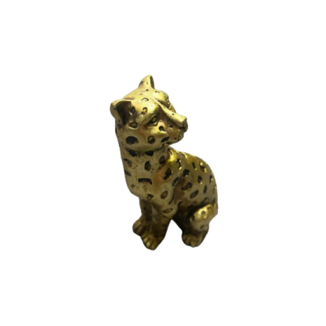 Luipaard Dierenbeeld - Goud - Keramiek - 12 cm - Panter - Figuur