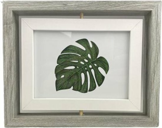 Fotolijst Met Foto GEORGE - Bruin / Wit - Hout / Glas - 20,5 x 3 x 26,5 cm