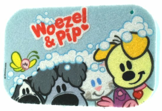 Bad spons Woezel en Pip Assorti - Lichtblauw / Multicolor - Kunststof - 16 x 4 x 10 cm - Douchespons - Badkamer - Woezel - Pip 