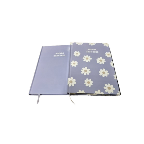 Bureau agenda - Schoolagenda 2024 / 2025 - Bloem / Lavendel / Paars  - Karton / Papier - 14,5 x 20,5 cm - Schoolagenda - Agenda