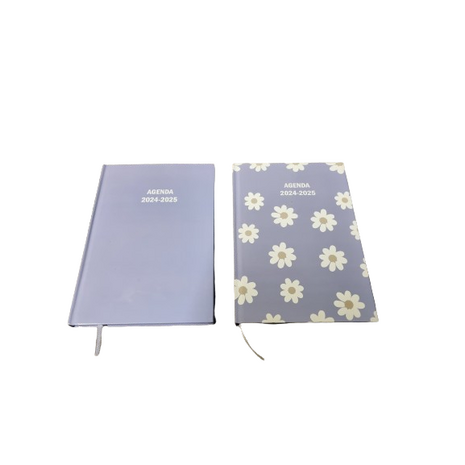 Bureau agenda - Schoolagenda 2024 / 2025 - Bloem / Lavendel / Paars  - Karton / Papier - 14,5 x 20,5 cm - Schoolagenda - Agenda