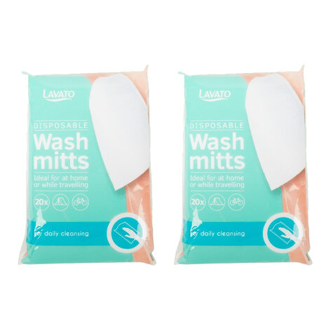 Washandjes - set van 2 pakken met totaal 40 washandjes - Disposable Mitts - Ideaal voor op vakantie , onderweg / badkamer 