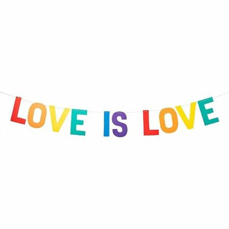 Papieren Slinger &#039;Love is Love&#039; - 3 m - Multicolor - Herbruikbaar - Verjaardag - Liefde - Feest