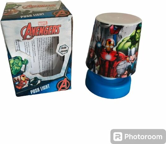 Nachtlampje druklamp Avengers - Rood / Blauw - Kunststof - 8 x 8 x 12 cm - Lampje - Nachtlampje - Hulk, Captain America - Iron 