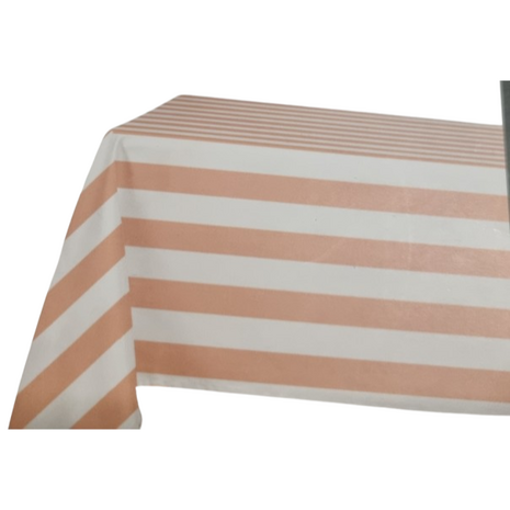 Luxe Tafelkleed met strepen - Zalm - Wit - Waterafstotend - Polyester - 140 x 240 cm - Tafelen 2 