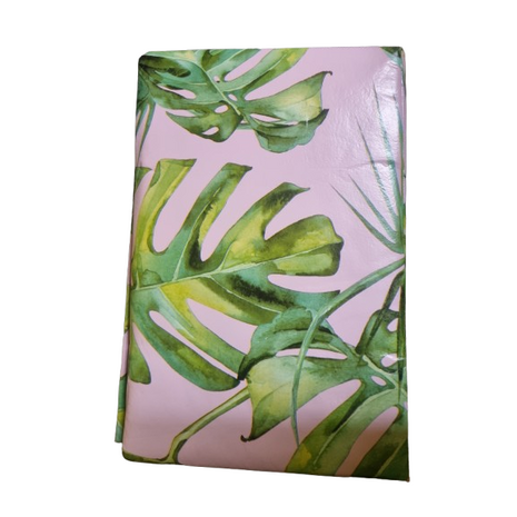 Tafelkleed blad motief ESSA - Rozet / Groen - Vinyl - 240 x 140 cm - Planten