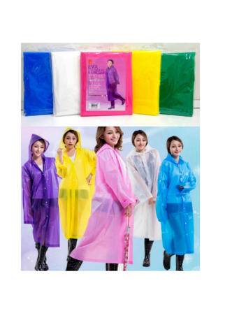 Regenjas  / Poncho  - Zwart - One Size - Unisex - Met Drukknopen en Capuchon - EVA - Lichtgewicht Fietskleding - Waterdicht 3