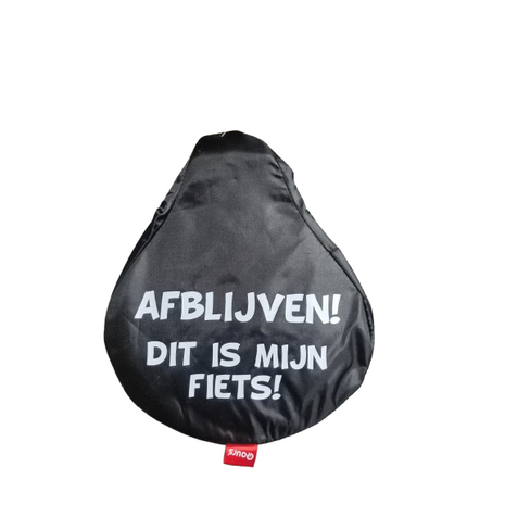  Zadelovertrek met tekst &#039;&#039; Afblijven dit is mijn fiets  &#039;&#039; - Zwart / Wit - PVC - Rekbaar - Zadelho