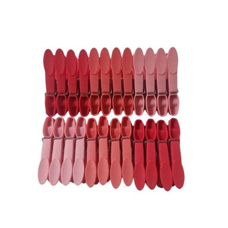  Wasknijpers PINKY - Roze / Rood - Kunststof - 24 Stuks - Knijper - Wassen - Was - Knijpers met softgrip 