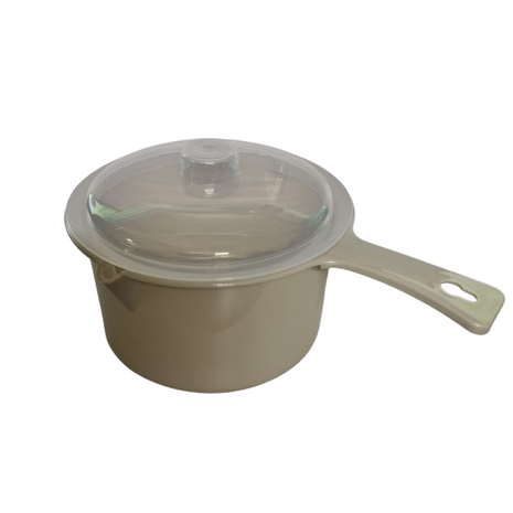 Magnetron Steelpan met deksel JAMY &ndash; Taupe &ndash; Kunststof - 21.5 x 15.2 x 10.5 cm &ndash; Vershoudbakje &ndash; No