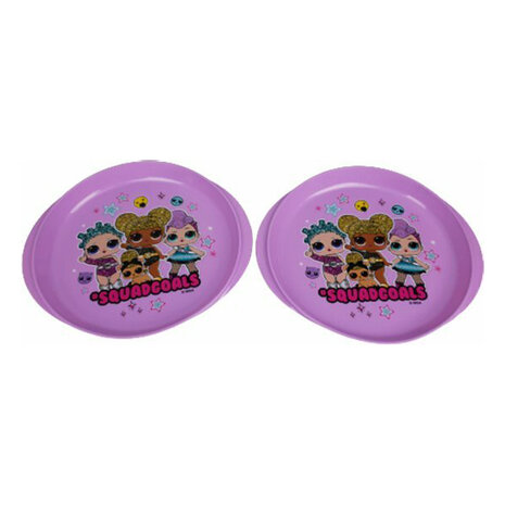 L.O.L. Surprise kinderservies dinerbord - Roze / Multicolor - Kunststof - &oslash; 20,5 cm - Set van 2 - Servies - Kinderservies - Bo