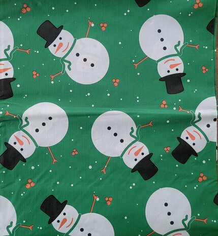 Kersttafelkleed met sneeuwpop - Groen / Wit - 240 x 140 cm - Nappe - Tafelkleed - Kerst 