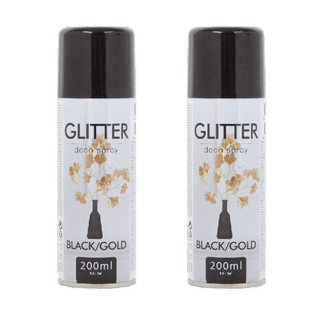 Spuitverf Glitter - Zwart / Goud - Sneldrogend - Set van 2  