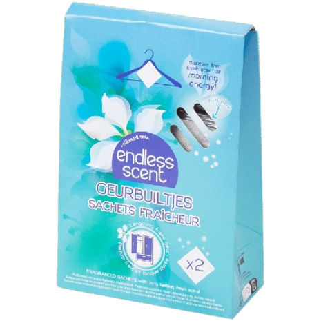 Geurbuidel Morning energy - Blauw - Set van 4 - 2 doosjes - Geurzakjes voor de stofzuiger - Air Freshener - Scented bags for Va