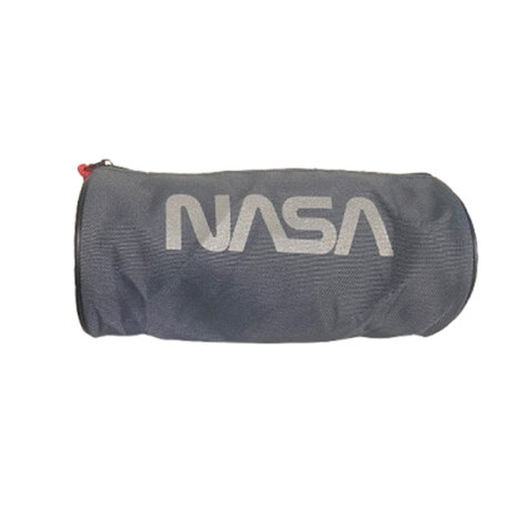 Nasa met patch Etui - Grijs - Polyester - &Oslash; 9  x 18 cm - Rond - Schoolspullen - Tekenen - Back 2 School